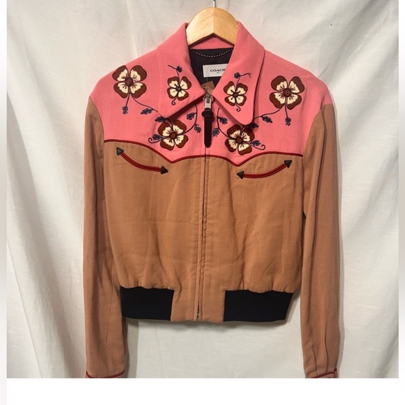 Coach pink western bomber jacket size 6 - Picture 5 of 6